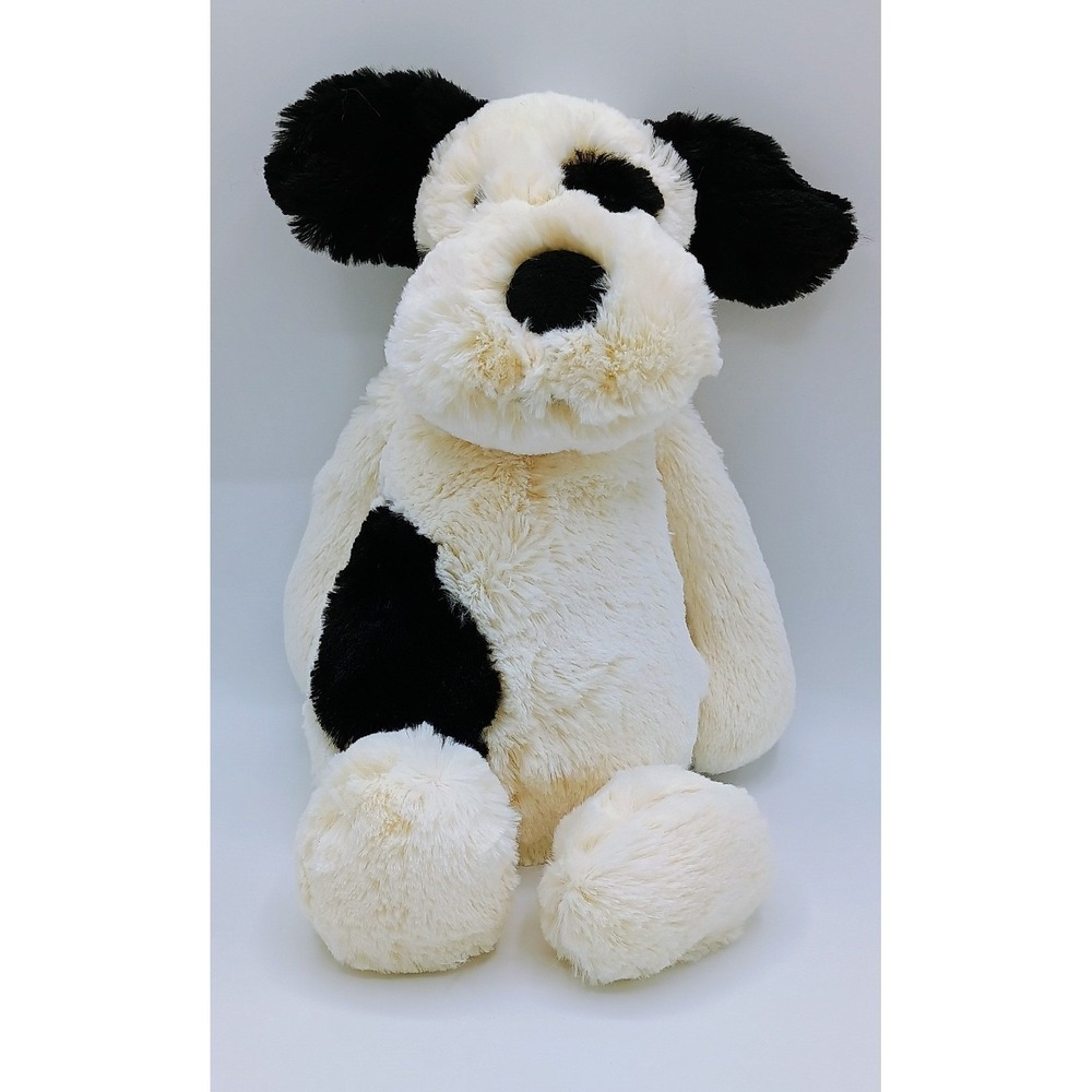 12" Medium JELLYCAT Beanbag PLUSH Black Cream Bashful Puppy Dog 2